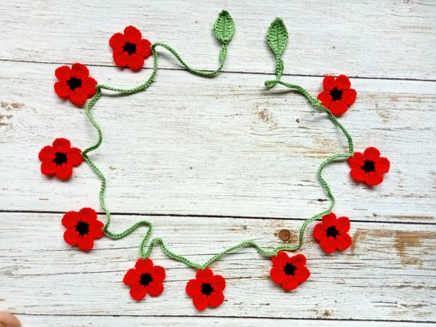 istock Crochet Pattern Fall Autumn Leaves Garland Bunting Handmade Background Texture 1592782913