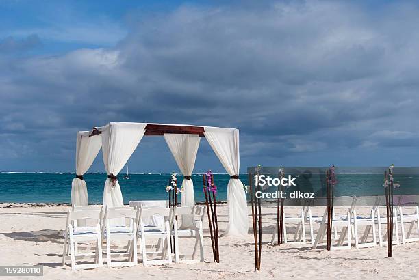 Wedding Pavilion On The Caribbean Beach Stock Photo - Download Image Now - Altar, Arrangement, Bay of Water