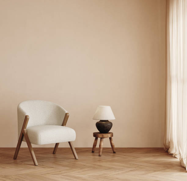 istock Home mockup, living room in Japandi style 1592836691