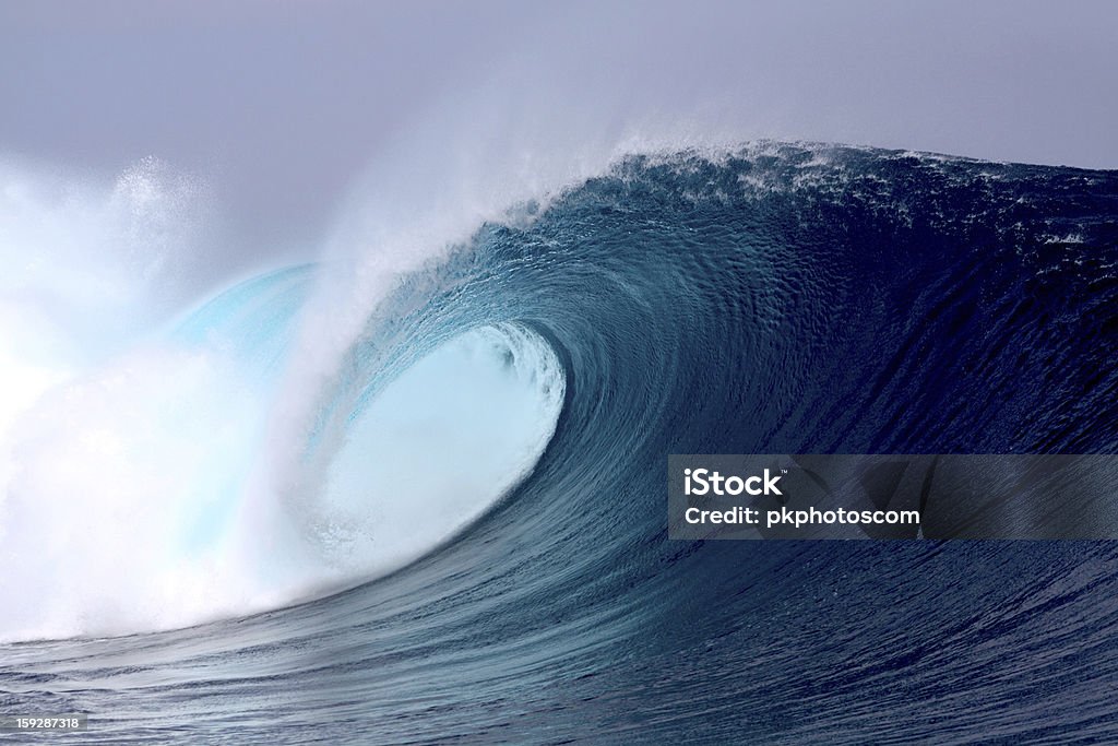 Tropical blue surfing wave Tropical blue surfing wave Sumatra, Indonesia Wave - Water Stock Photo