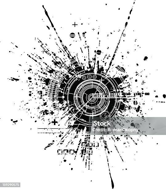 Tech Blot - Stockowe grafiki wektorowe i więcej obrazów Technika grunge - Technika grunge, Koło - Figura dwuwymiarowa, Technologia