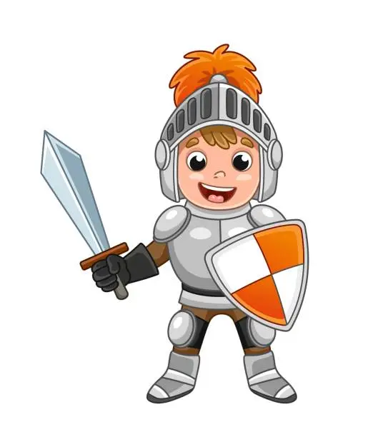 Vector illustration of Cute knight boy
