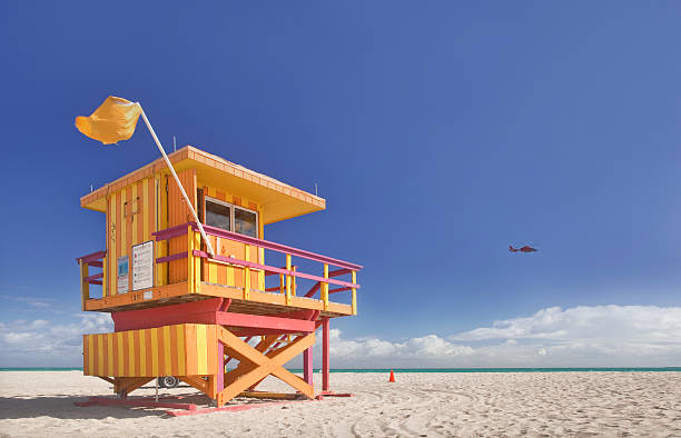 Miami Beach Florida, lifeguard house stock photo