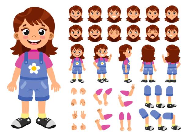 dziewczyna ustawiona do animacji - dziewczyny stock illustrations
