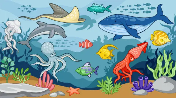 Vector illustration of Sea ecosystem concept