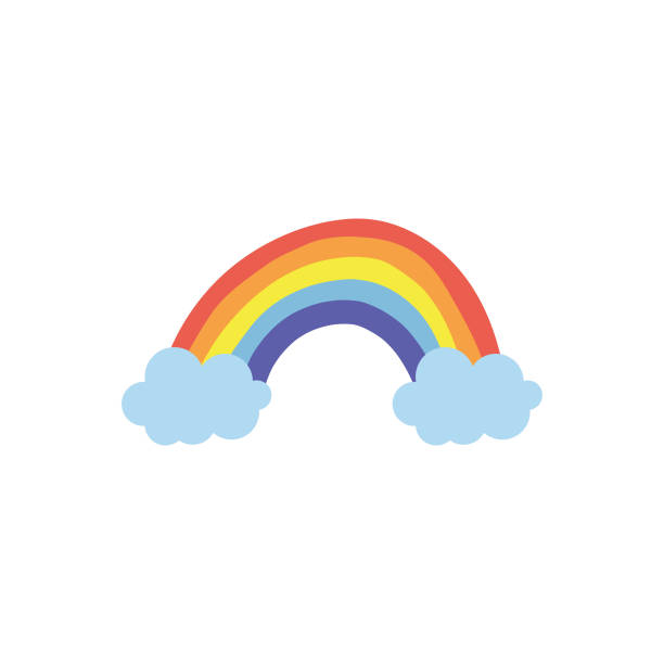 ilustraciones, imágenes clip art, dibujos animados e iconos de stock de diseño vectorial de iconos de arco iris. - cloud drawing heat cold
