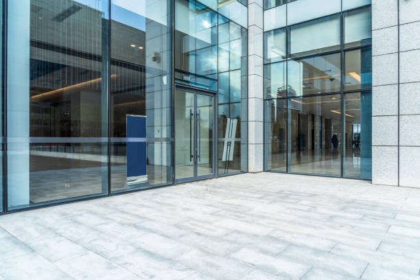 istock empty brick road near by office building, china 1593003233