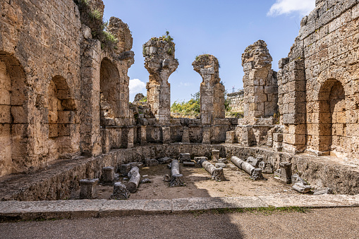 Roman Southern baths of Perge (Perga) archaeological site, Antalya, Turkey