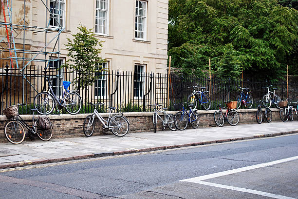 istock Bicycles parked on sidewalk and fence in Cambridge 159302023