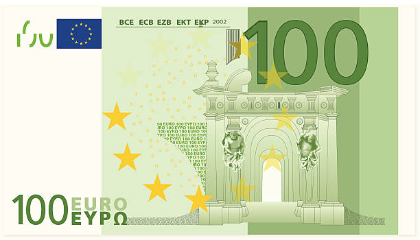 Illustrated closeup of a one hundred dollar euro banknote vector art illustration