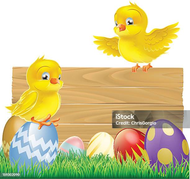 Isolato Di Pasqua Con Uova E Chicks - Immagini vettoriali stock e altre immagini di Animale - Animale, Campo, Carino