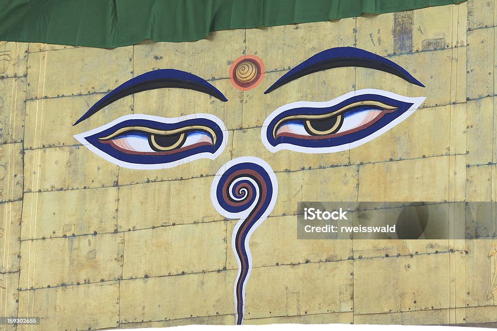 Die Buddha-Augen auf Swayambhunath Stupa. - Lizenzfrei Auge Stock-Foto