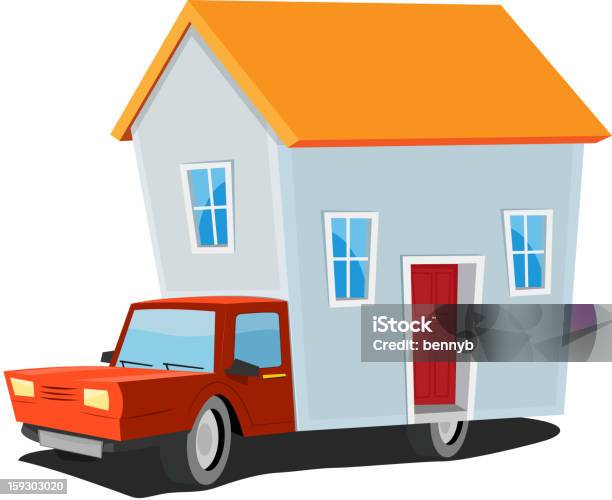 Mały Dom Z Samochodu Dostawczego - Stockowe grafiki wektorowe i więcej obrazów Ciężarówka - Ciężarówka, Dom - Budowla mieszkaniowa, Dostarczać