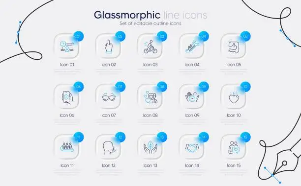 Vector illustration of Set of Online question, Couple and Heart line icons for web app. Pictogram icon. Vector