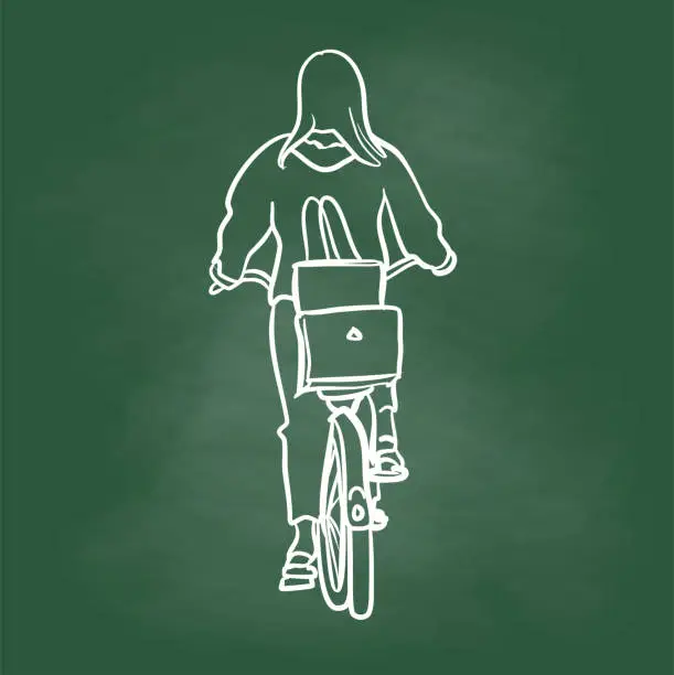 Vector illustration of Making My Way Downtown Cycling Fast Chalkboard