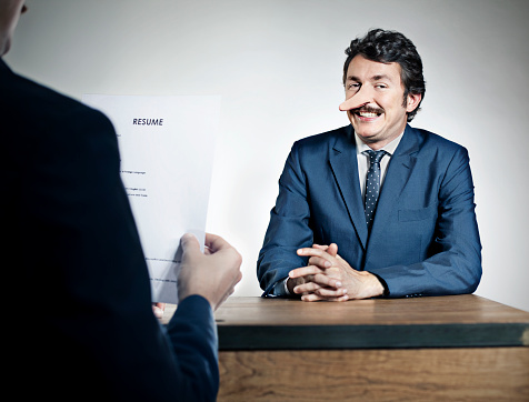 Man lying in a job interview