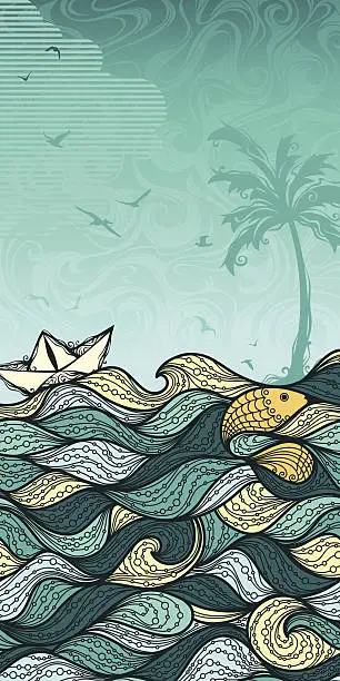 Vector illustration of Sea background
