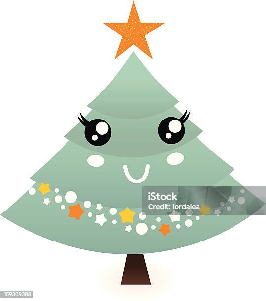 Adorable Mascotte Arbre De Noël Isolé Sur Blanc Vecteurs libres de droits et plus d'images vectorielles de Arbre - Arbre, Conifère, Divertissement - Plaisir