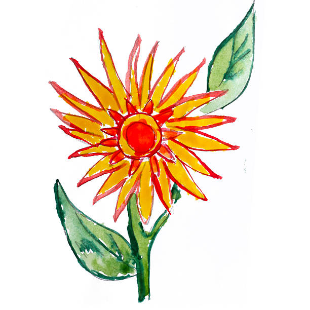 istock abstract yellow red floral watercolor flower paintings hand isol 159309396