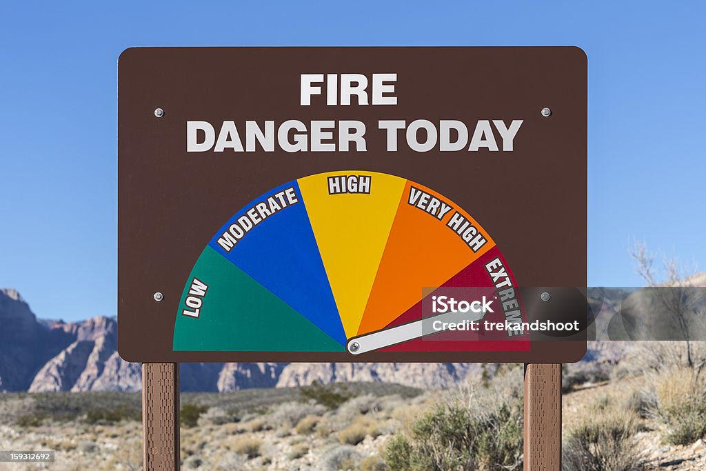 Aujourd'hui signe de Danger incendie extrême - Photo de Feu libre de droits