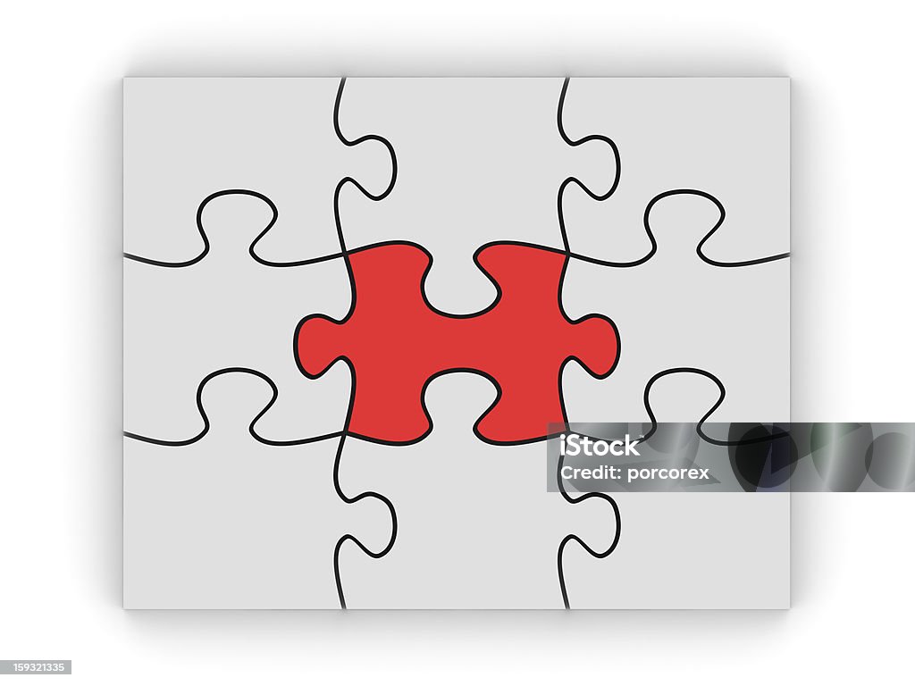 Com vermelho Puzzle peça no centro - Royalty-free Branco Foto de stock