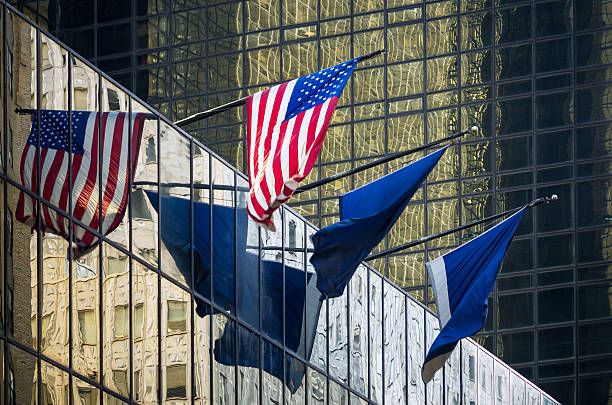 USA flag with reflection stock photo