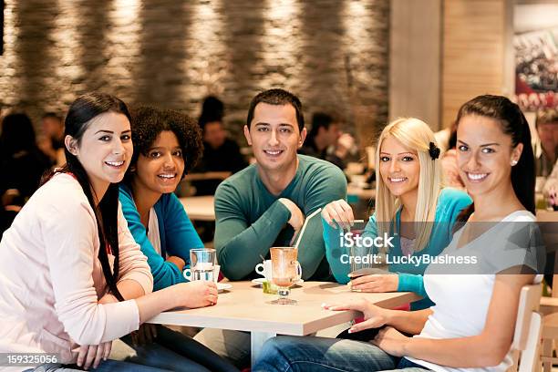 Group Of Teenagers In Cafe Stock Photo - Download Image Now - Adolescence, Adult, African Ethnicity