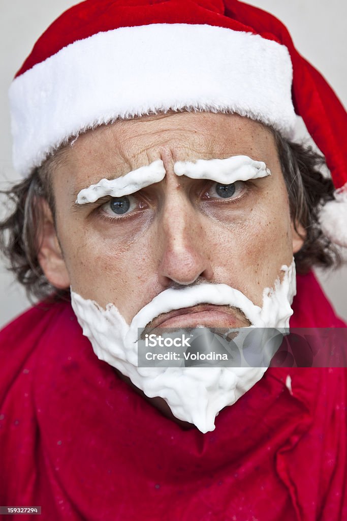 Papai Noel com uma barba de creme de barbear - Foto de stock de Adulto royalty-free