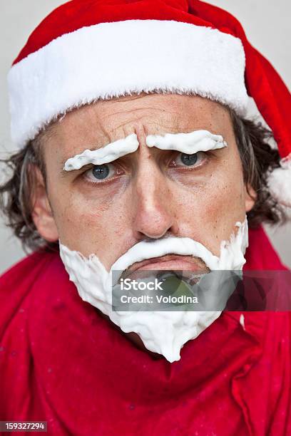 Foto de Papai Noel Com Uma Barba De Creme De Barbear e mais fotos de stock de Adulto - Adulto, Barba, Bigode