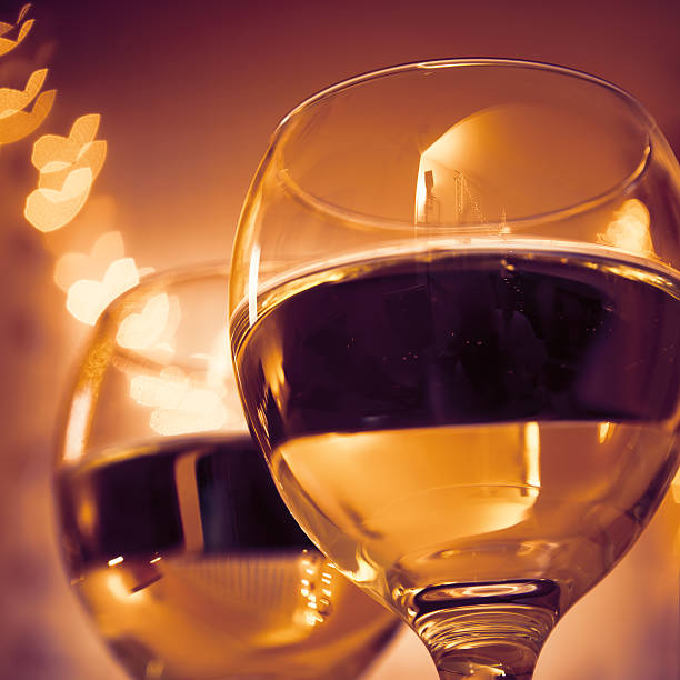 Glasses of wine on Valentine's Day