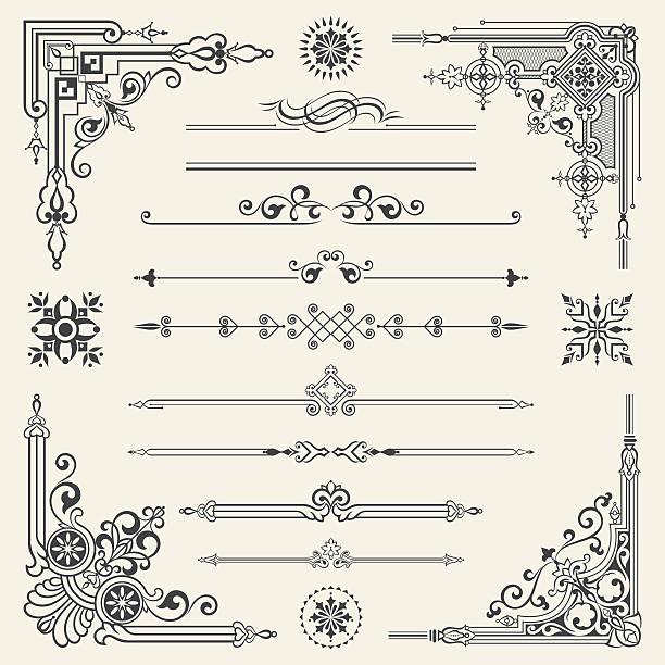 vektor vintage ornament design-element - engraved image victorian style engraving old fashioned stock-grafiken, -clipart, -cartoons und -symbole