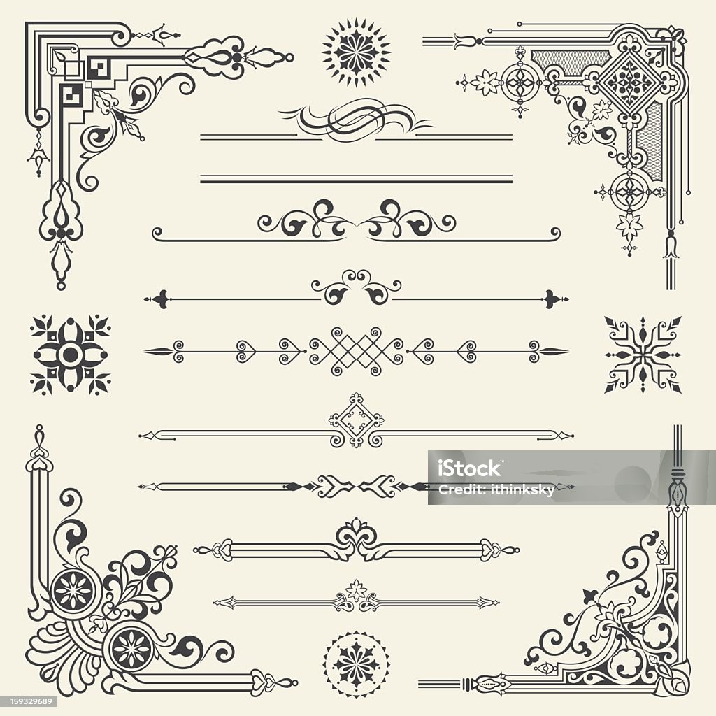 Vector vintage ornament design element Decoration design elements. design corners, bars, swirls, vectorized scroll,frames and borders. Border - Frame stock vector