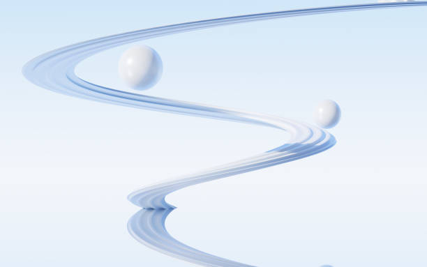 istock Abstract spiral curves and water surface background, 3d rendering. 1593336354