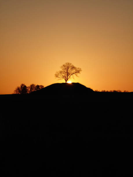 istock A mountain and tree silhouette art image in the time of sunset. 1593352357