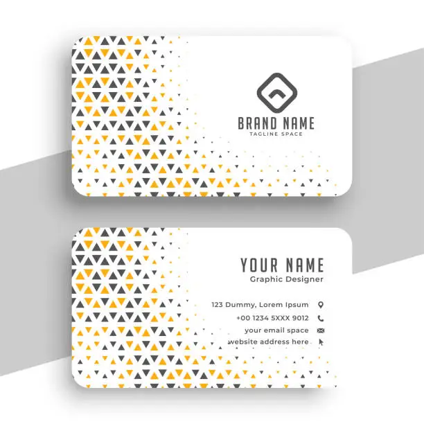 Vector illustration of Blue and yellow halftone elegant business card template