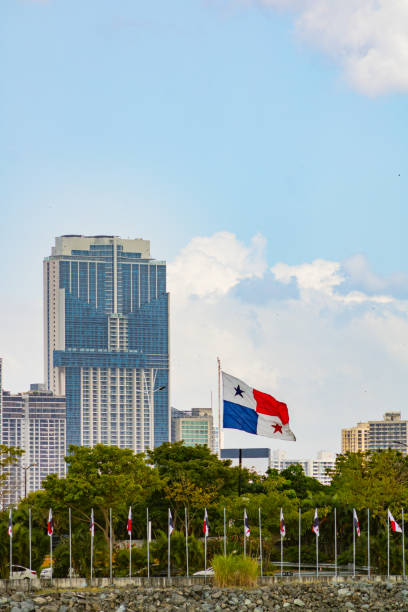 istock Panama Flag on City Skyline 1593397086