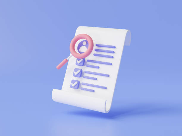 istock 3d rendering illustration of resume profile for job interview with magnifier. Human resources and resume concept. Job search, CV card, HR, recruitment agency, Searching New Employee, human resources 1593404403