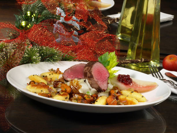 Deer with Vegetables on Cranberry Sauce - Wild Game Meat