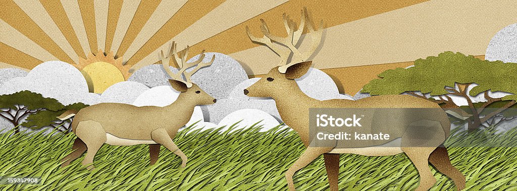 Deer aus Recycling-Papier Handwerk-Hintergrund - Lizenzfrei Afrika Stock-Illustration