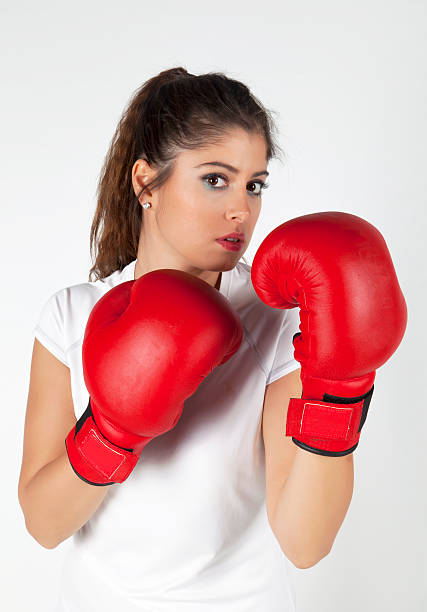istock Woman boxer taking her guard 159348394