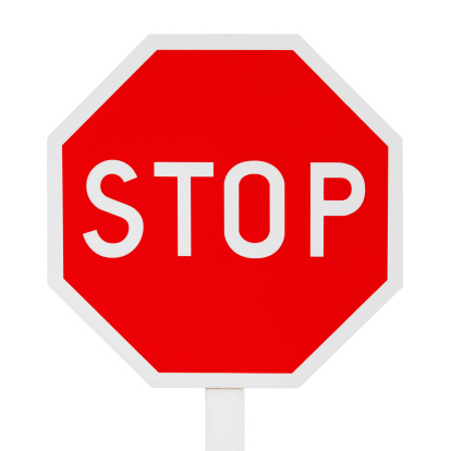 Stop sign isolated on white. Includes clipping path.