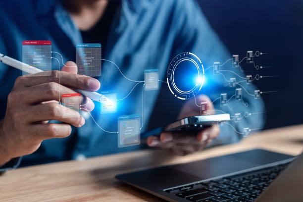 istock Businessman using ai technology. chat bot with AI Artificial Intelligence generate. Futuristic technology, robot in online system. Business in future to invest and develop corporate concept. 1593518350