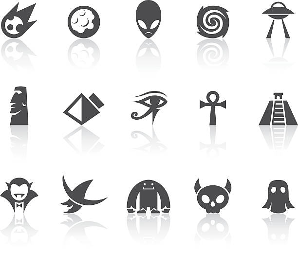 Mysteries Icons | Simple Black Series Mysteries related vector icons for your design and application. egyptian demons stock illustrations