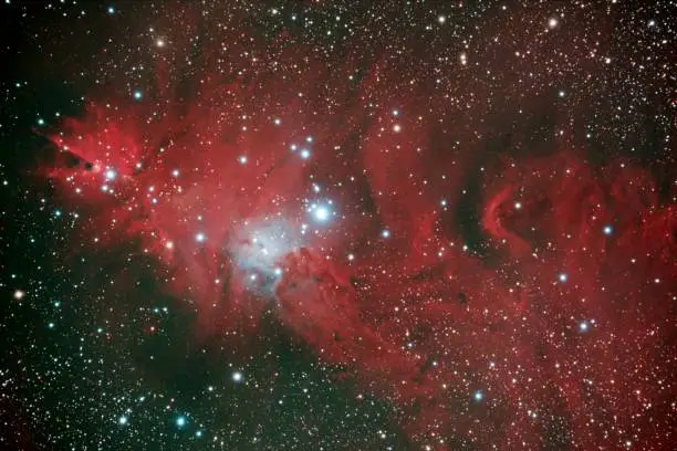 NGC2264 Cone Nebula and the Christmas Tree Cluster in Monoceros
