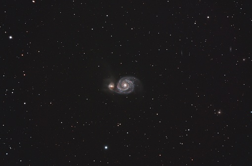 Messier 51 Whirlpool galaxy in the constellation Canes Venatici