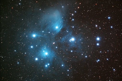 Messier 45 Pleiades star cluster in Taurus