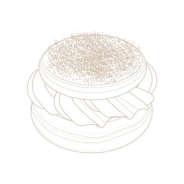 Simple Line Art Korean Milk Cream Donut Korean Milk Cream Donut Line Art Illustration clotted cream stock illustrations