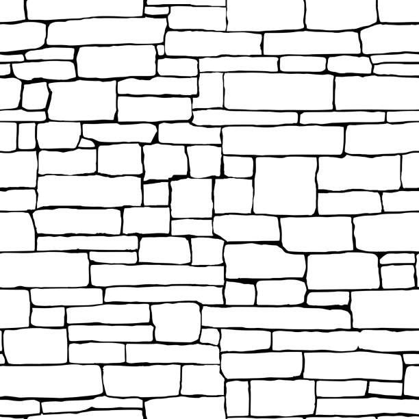 каменные блоки бесшовный узор, стена - retro revival pattern masonry old stock illustrations