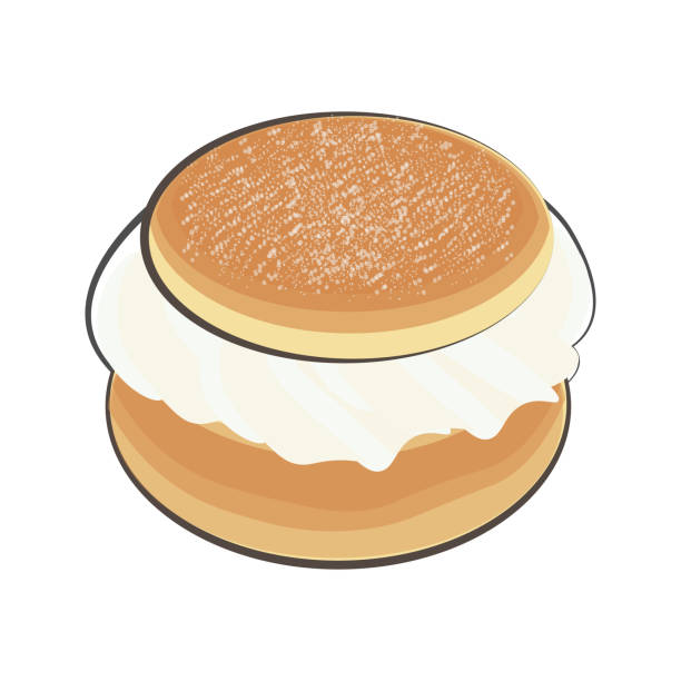 Ready to Eat Korean Milk Cream Donuts Korean Milk Cream Donut Cartoon Illustration clotted cream stock illustrations