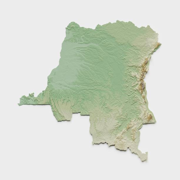 istock Democratic Republic of Congo Topographic Relief Map - 3D Render 1593664810